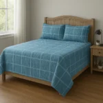 Blue Printed Cotton Satin Bedsheet – 100% Premium Quality King Size - Image 2