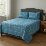 Blue Printed Cotton Satin Bedsheet – 100% Premium Quality King Size - Image 3